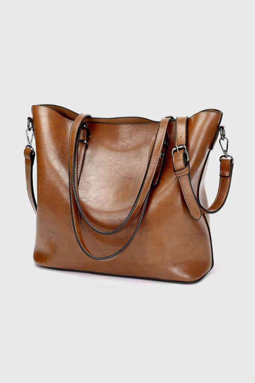 Elegant Solid PU Leather Tote Bag - Oversized Luxury Design