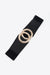 Sophisticated Circle Buckle Elastic Belt in Wide Style with Premium PU Material & Unique Zinc Alloy Buckle