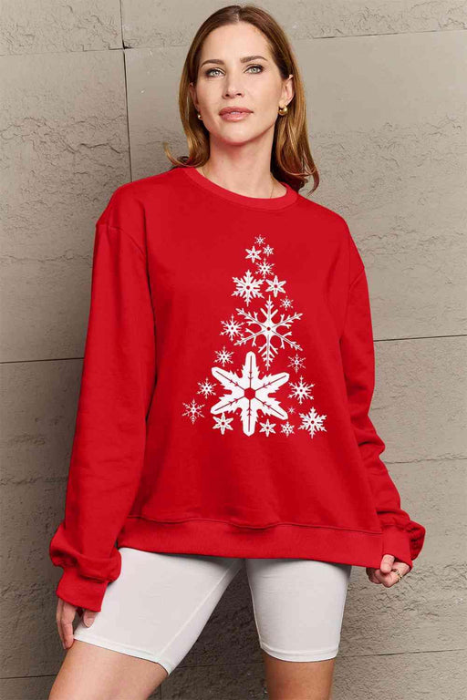 Snowflake Christmas Tree Graphic Sweatshirt - Cozy Winter Edition
