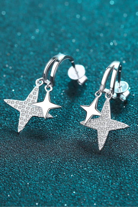 Dazzling Lab-Diamond Star Drop Earrings