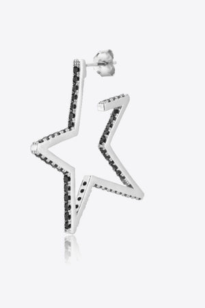 Zircon Star 925 Sterling Silver Earrings-Trendsi-Silver/White-One Size-Très Elite