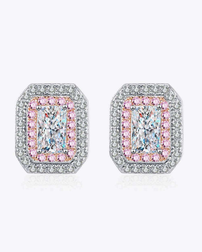 Chic Sterling Silver Earrings with Lab-Grown Diamond and Zircon