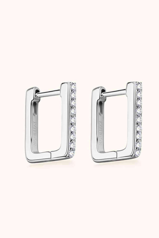 Elegant Geometric Moissanite Sterling Silver Earrings with Limited Warranty