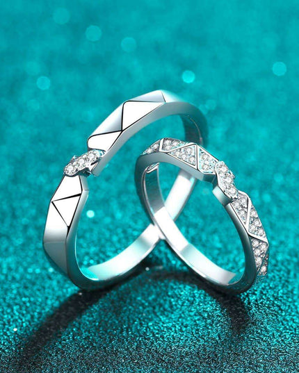 Sophisticated Moissanite Sterling Silver Ring with Rhodium Plating