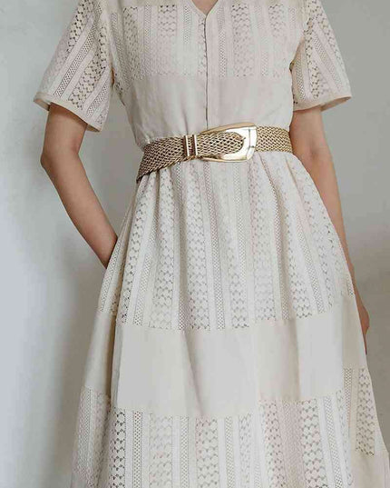 Asymmetrical Clasp Woven Waist Belt for Effortless Chic Style