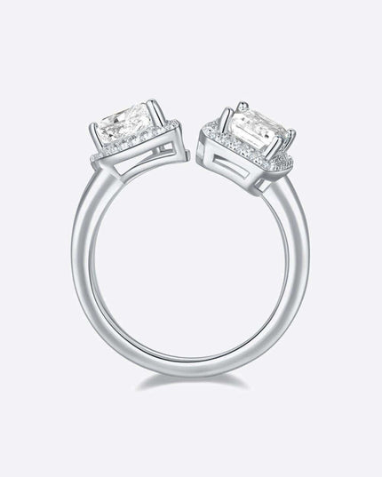 Sophisticated 1 Carat Moissanite & Zircon Accent Sterling Silver Open Ring - A Masterpiece of Artistry and Enduring Elegance