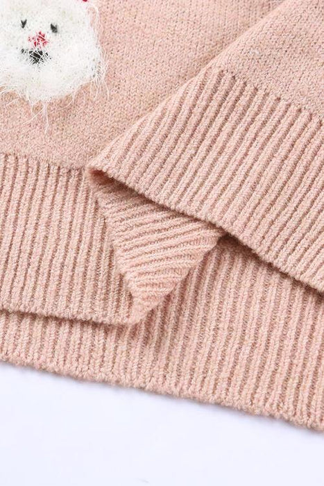Santa Round Neck Long Sleeve Sweater for Cozy Winter Styling