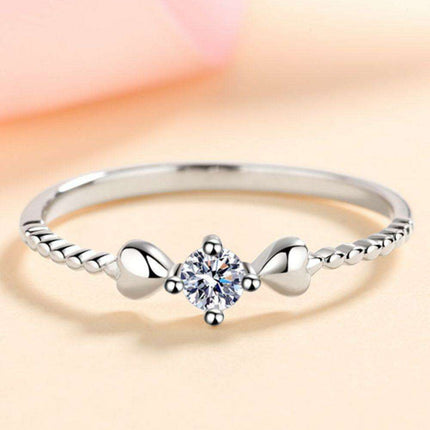Timeless Love: Heart-Shaped Moissanite Silver Ring with Diamond Accents