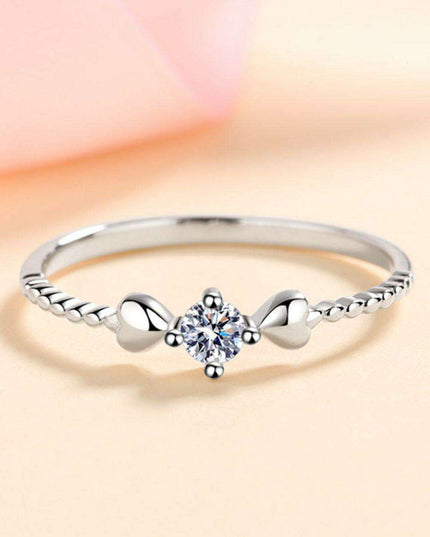 Timeless Love: Heart-Shaped Moissanite Silver Ring with Diamond Accents