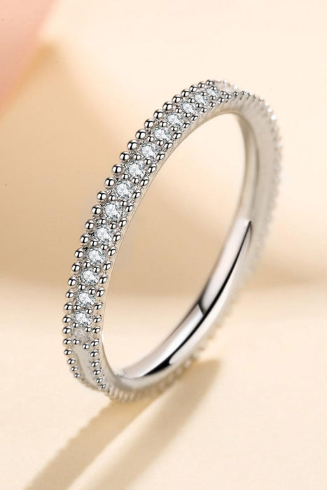 Sleek Sterling Silver Ring with Sparkling Moissanite Accents