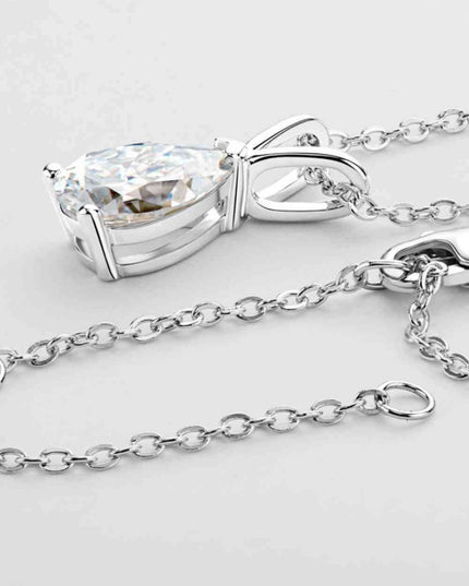 Elegant Sterling Silver Teardrop Pendant Necklace with Lab-Created Diamonds
