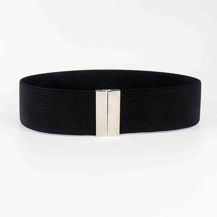 Chic Elastic Belt with Sleek Alloy Buckle - A Stylish Addition for Any Ensemble