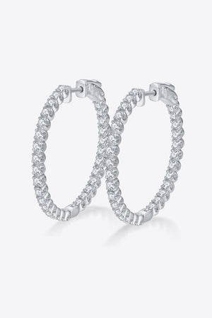 Platinum-Plated Moissanite Huggie Earrings-Trendsi-Silver-One Size-Très Elite