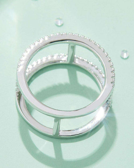 Elegant Sterling Silver Ring with Dazzling Lab-Created Diamond Stone