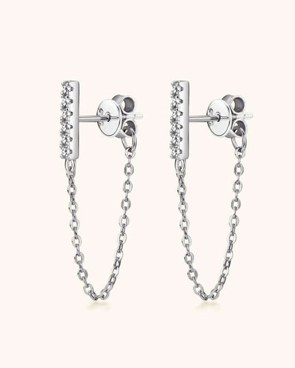 Sophisticated Moissanite-Embellished Sterling Silver Earrings with Luxurious Dual Finish