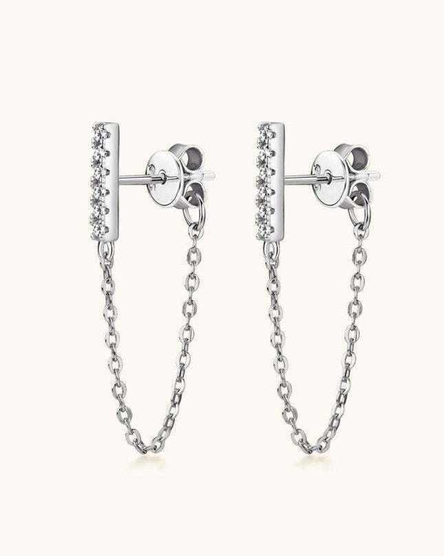 Sophisticated Moissanite-Embellished Sterling Silver Earrings with Luxurious Dual Finish