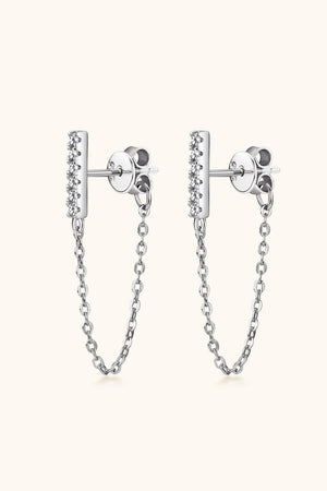 Moissanite 925 Sterling Silver Connected Earrings-Trendsi-Silver-One Size-Très Elite