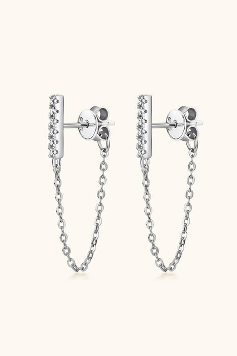 Elegant Sterling Silver Moissanite Drop Earrings with Platinum and Gold Accents