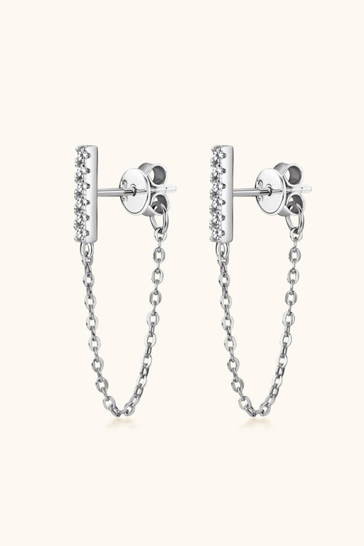 Elegant Sterling Silver Drop Earrings with Moissanite Gem and Dual Metal Finish
