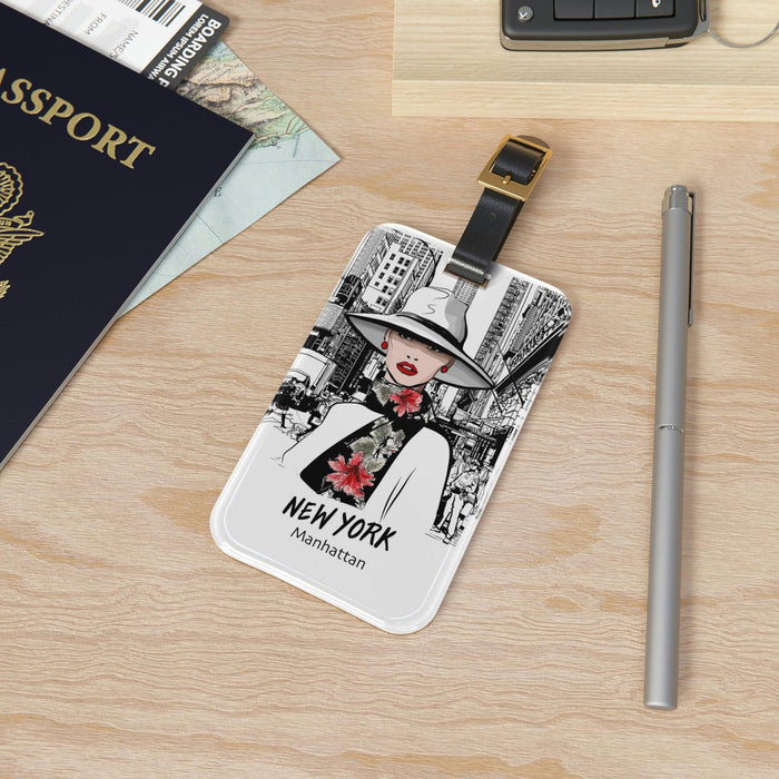 Sophisticated Manhattan Bag Tag - Personalizable Acrylic Luggage Accessory