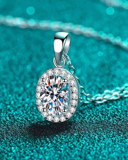 Elegance Redefined: 1 Carat Lab-Diamond Pendant Necklace with Zircon Accents in Sterling Silver