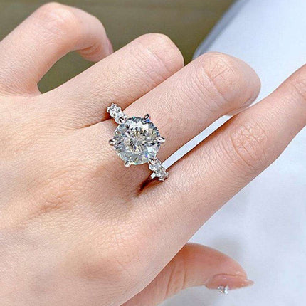 Opulent 5 Carat Moissanite Ring with Dazzling Accent Stones