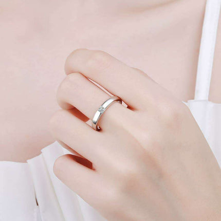 Elegant Moissanite and Sterling Silver Rhodium-Plated Ring Set with Stone Certification and Warranty