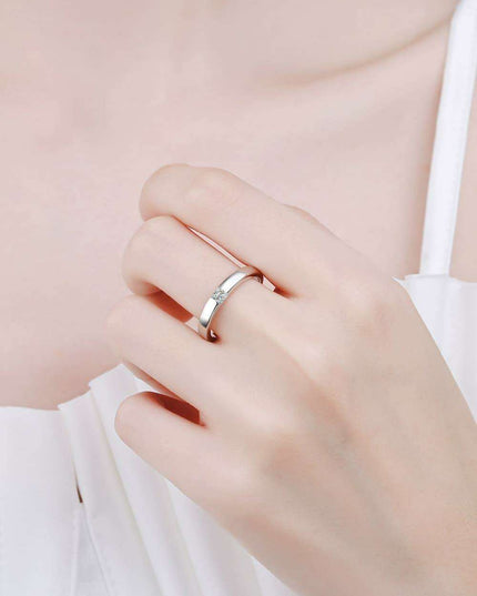 Elegant Moissanite and Sterling Silver Rhodium-Plated Ring Set with Stone Certification and Warranty