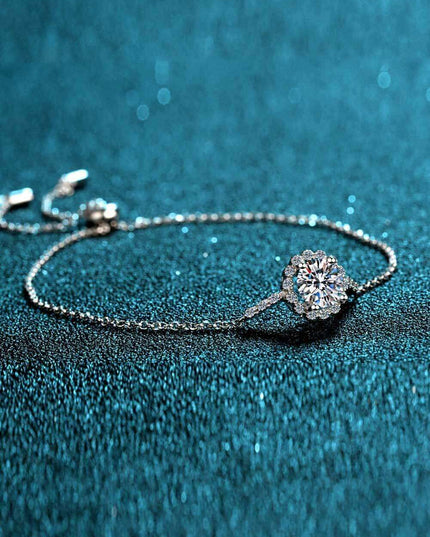 Luxurious Moissanite-Studded Sterling Silver Chain Bracelet with Gem Certification and Warranty