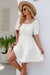 Sophisticated Square Neck Puff Sleeve Mini Dress with Ruched Detailing