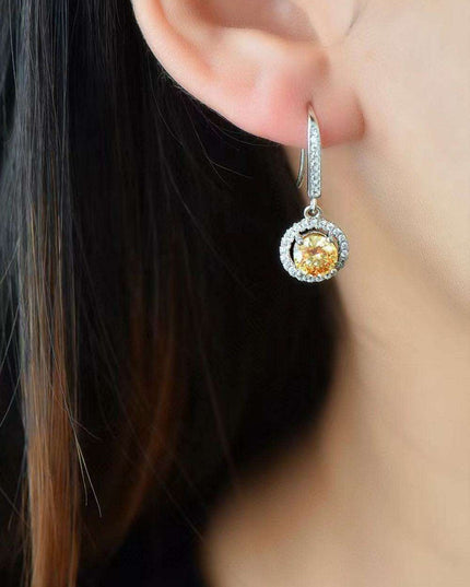 Radiant Platinum Lab-Created Diamond Drop Earrings with Stunning Zircon Accents