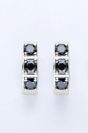 Inlaid Moissanite Huggie Earrings-Trendsi-Black-One Size-Très Elite