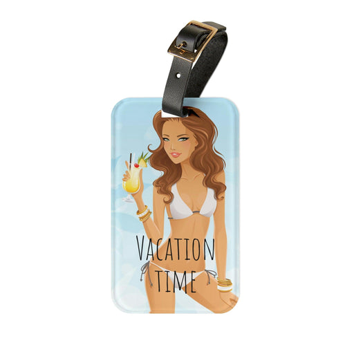 Exclusive Summer Vacation Luggage Identifier - Elegant Acrylic and Leather Bag Tag