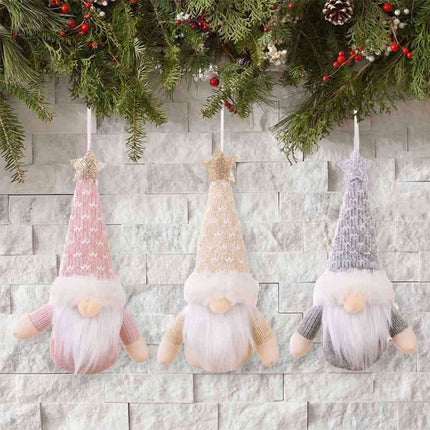 Whimsical Duo of Faceless Gnome Hanging Ornaments