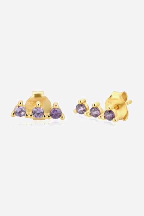 Exquisite 925 Sterling Silver Earrings with Gold-Plated Zircon Gemstones