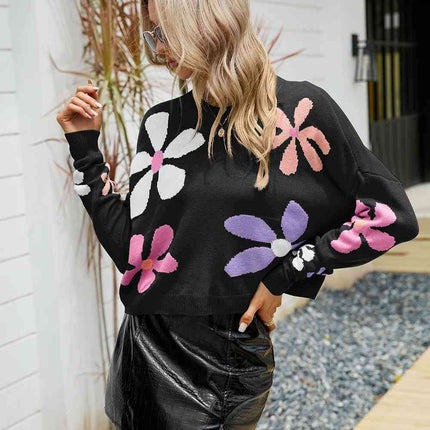 Cozy Blossom Oversized Acrylic Knit Jumper