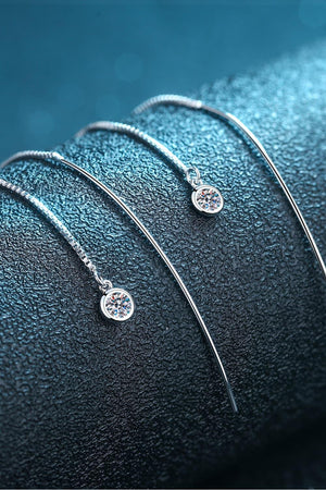 Moissanite 925 Sterling Silver Threader Earrings-Trendsi-Silver-One Size-Très Elite