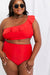 Seaside Red Romance One-Shoulder Ruffle Bikini Set by Marina West