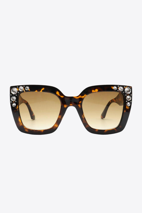 Rhinestone Accented UV400 Wayfarer Sunglasses