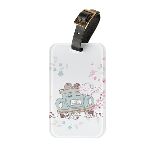 Elite Just Married Honeymoon Luggage Tag with Leather Strap - Exclusive Travel Essential