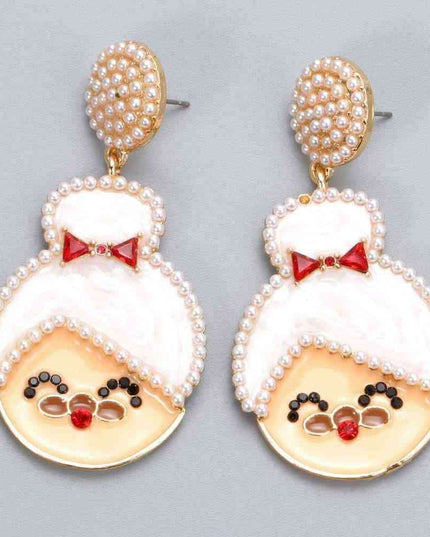 Sparkling Cheer: Mrs. Claus Rhinestone Statement Earrings for Holiday Glamour