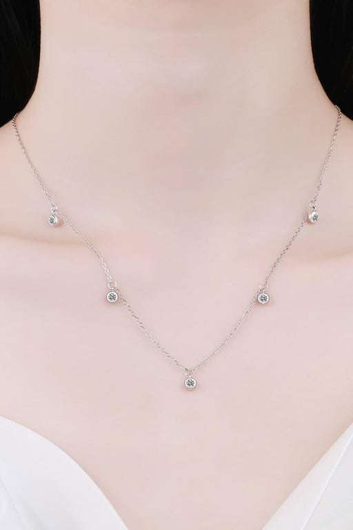 Elegant Moissanite Necklace Set with Rhodium-Plated Sterling Silver Box