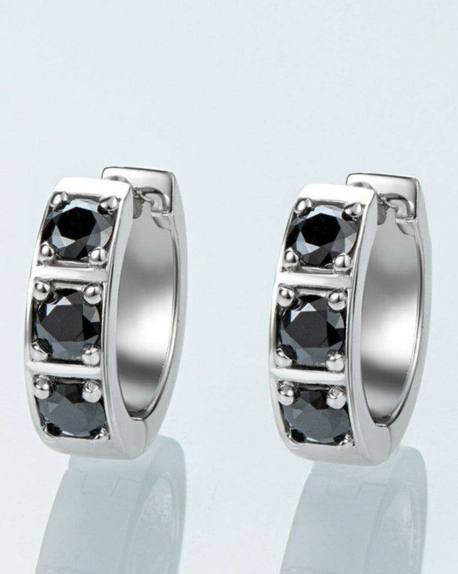 Radiant Charm: Sterling Silver Huggie Earrings with Lab-Grown Diamond Highlights