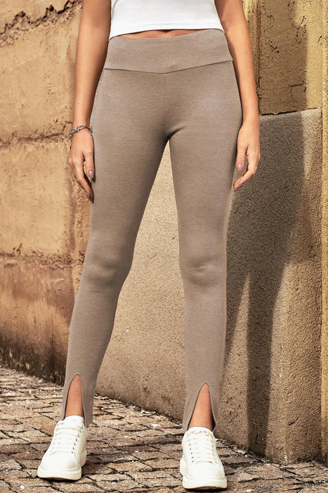 Chic Side Slit Ribbed Leggings with High Waist