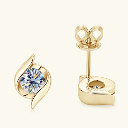 1 Carat Elegant Moissanite Earrings in Sterling Silver - Platinum/Gold-Plated Gift Set - Très Elite