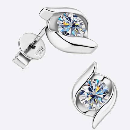 1 Carat Elegant Moissanite Earrings in Sterling Silver - Platinum/Gold-Plated Gift Set - Très Elite