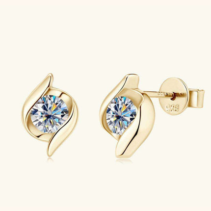 1 Carat Elegant Moissanite Earrings in Sterling Silver - Platinum/Gold-Plated Gift Set - Très Elite