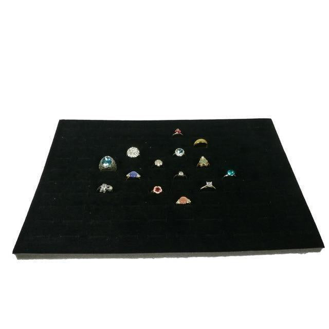 Chic 100-Slot Black Velvet Jewelry Organizer for Elegant Storage Solutions