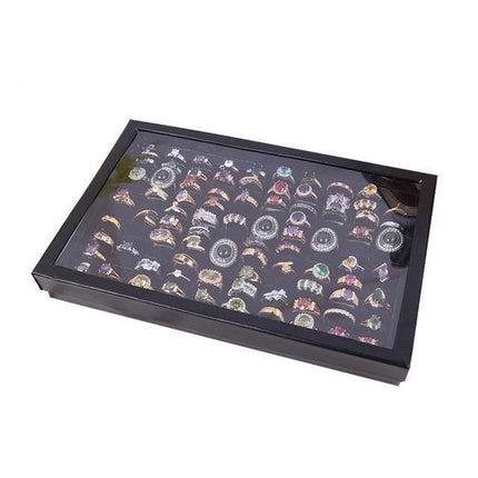 Chic 100-Slot Black Velvet Jewelry Organizer for Elegant Storage Solutions