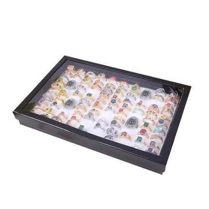 Chic 100-Slot Black Velvet Jewelry Organizer for Elegant Storage Solutions